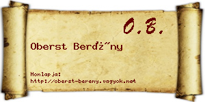Oberst Berény névjegykártya